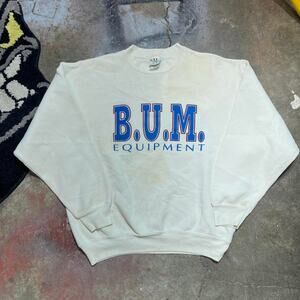 White and blue bum equipment crewneck